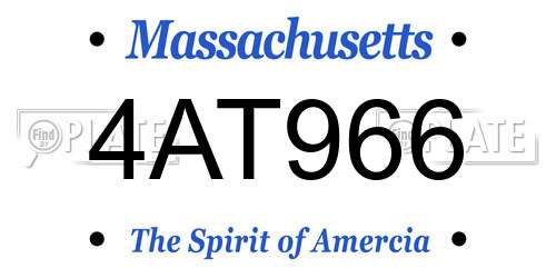 4AT966 Massachusetts License Plate