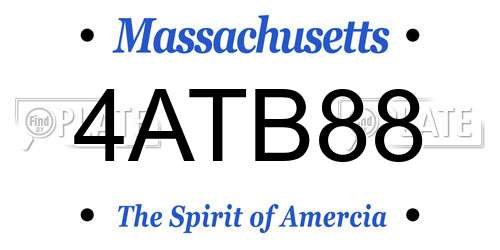 4ATB88 Massachusetts License Plate