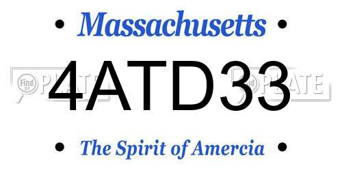 4ATD33 Massachusetts License Plate