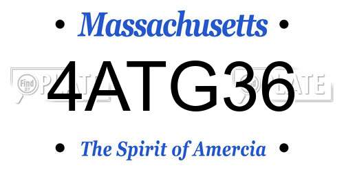 4ATG36 Massachusetts License Plate