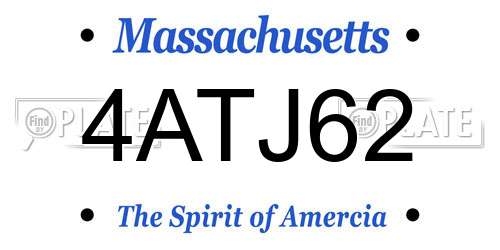 4ATJ62 Massachusetts License Plate