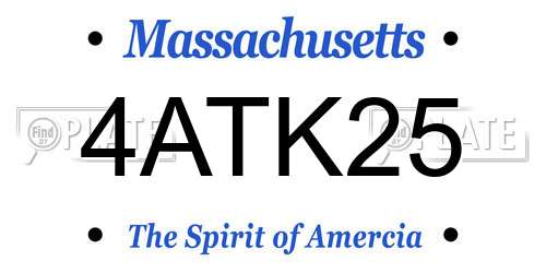 4ATK25 Massachusetts License Plate