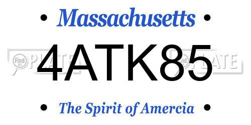 4ATK85 Massachusetts License Plate
