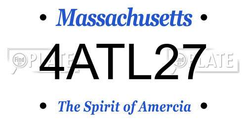 4ATL27 Massachusetts License Plate