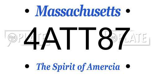 4ATT87 Massachusetts License Plate