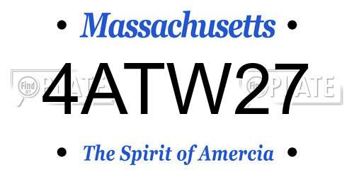 4ATW27 Massachusetts License Plate