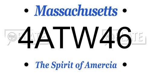 4ATW46 Massachusetts License Plate