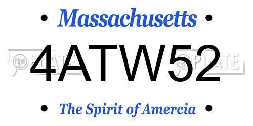 4ATW52 Massachusetts License Plate