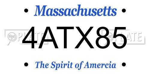 4ATX85 Massachusetts License Plate