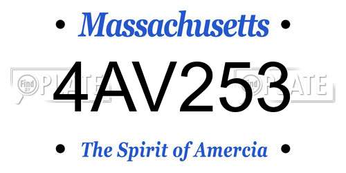 4AV253 Massachusetts License Plate