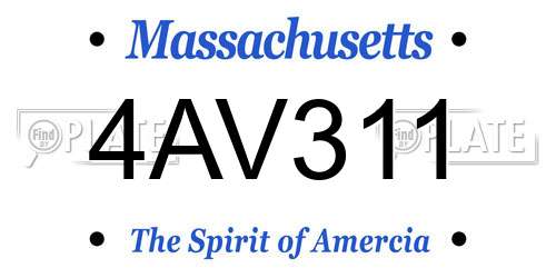 4AV311 Massachusetts License Plate