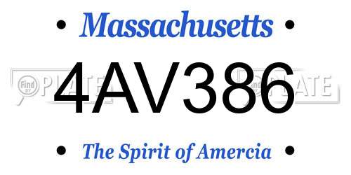 4AV386 Massachusetts License Plate