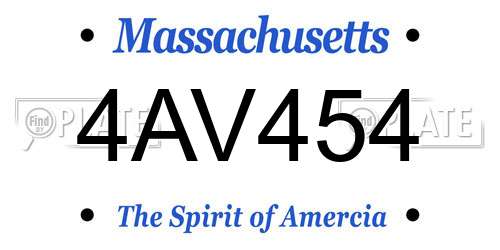 4AV454 Massachusetts License Plate