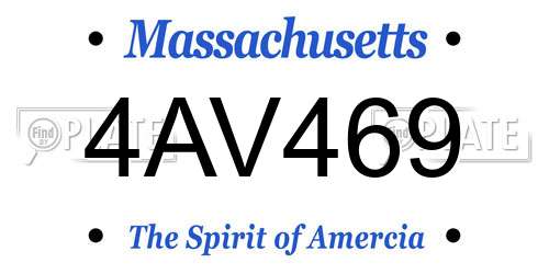 4AV469 Massachusetts License Plate