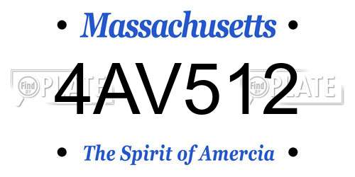 4AV512 Massachusetts License Plate