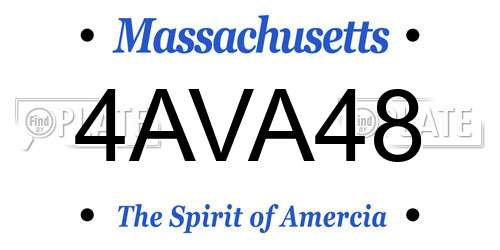 4AVA48 Massachusetts License Plate