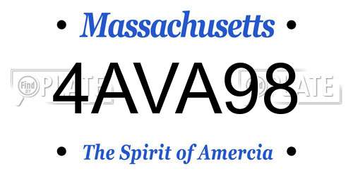 4AVA98 Massachusetts License Plate