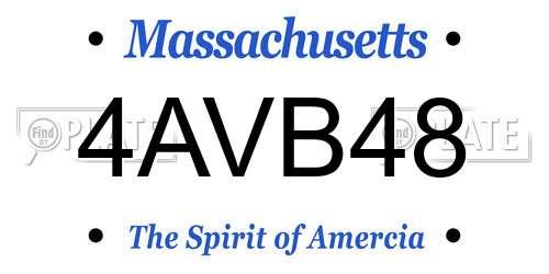 4AVB48 Massachusetts License Plate