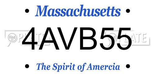 4AVB55 Massachusetts License Plate