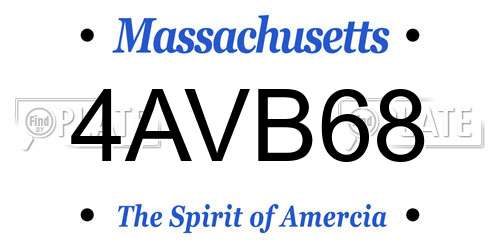 4AVB68 Massachusetts License Plate