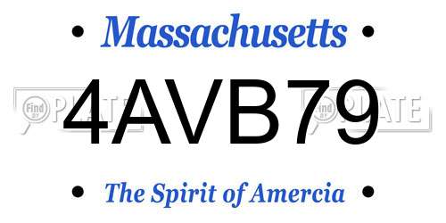 4AVB79 Massachusetts License Plate
