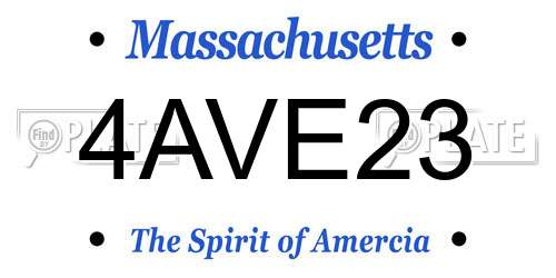 4AVE23 Massachusetts License Plate