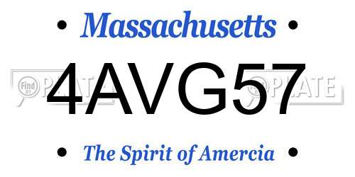4AVG57 Massachusetts License Plate