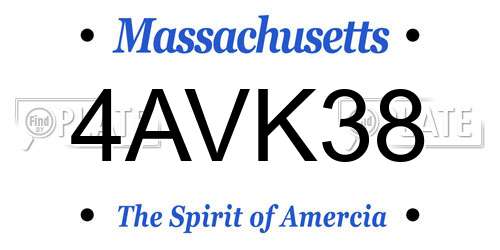 4AVK38 Massachusetts License Plate