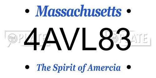 4AVL83 Massachusetts License Plate