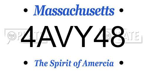 4AVY48 Massachusetts License Plate