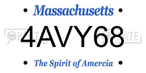 4AVY68 Massachusetts License Plate