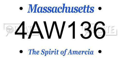 4AW136 Massachusetts License Plate