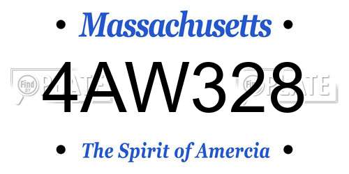 4AW328 Massachusetts License Plate