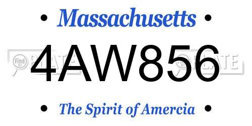 4AW856 Massachusetts License Plate