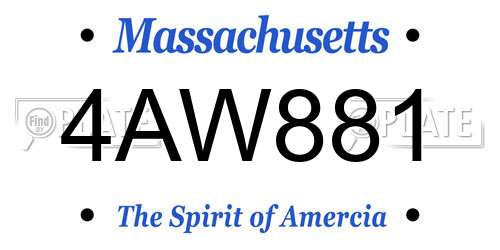 4AW881 Massachusetts License Plate