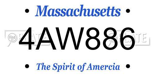 4AW886 Massachusetts License Plate