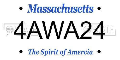 4AWA24 Massachusetts License Plate