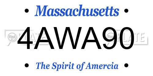 4AWA90 Massachusetts License Plate