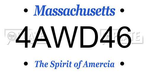4AWD46 Massachusetts License Plate