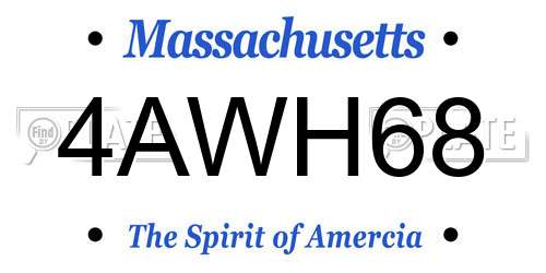4AWH68 Massachusetts License Plate