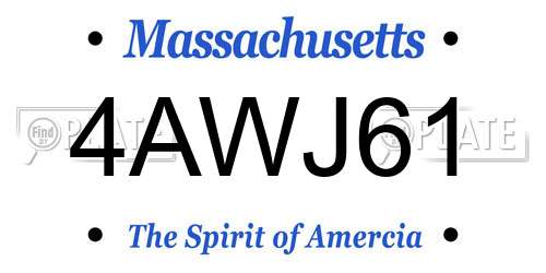 4AWJ61 Massachusetts License Plate