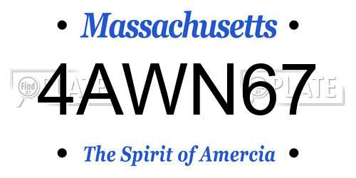 4AWN67 Massachusetts License Plate