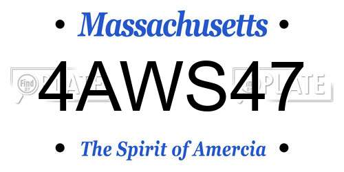 4AWS47 Massachusetts License Plate