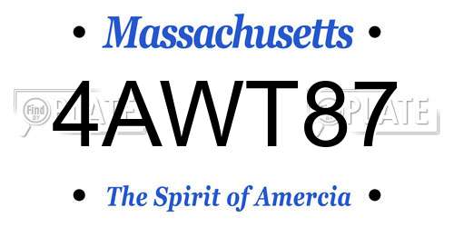 4AWT87 Massachusetts License Plate