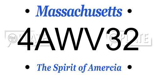 4AWV32 Massachusetts License Plate