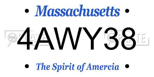 4AWY38 Massachusetts License Plate