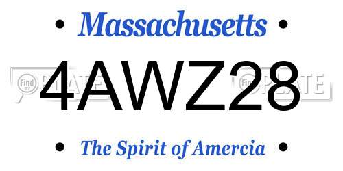 4AWZ28 Massachusetts License Plate