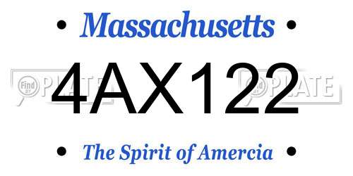 4AX122 Massachusetts License Plate