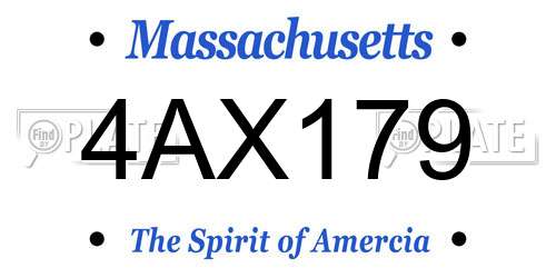 4AX179 Massachusetts License Plate