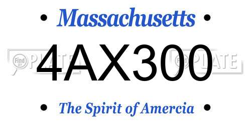 4AX300 Massachusetts License Plate